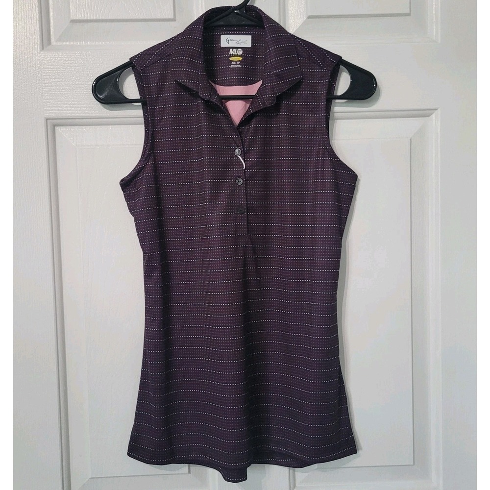 Greg Norman Dotted Stripe Sleeveless Performance Polo Golf Pickleball‎ X Small